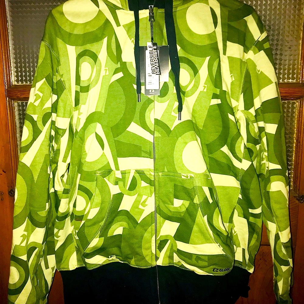 Globe Reversible Mens Hoodie Medium